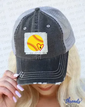 Softball Hat with Heart-CUSTOMIZED