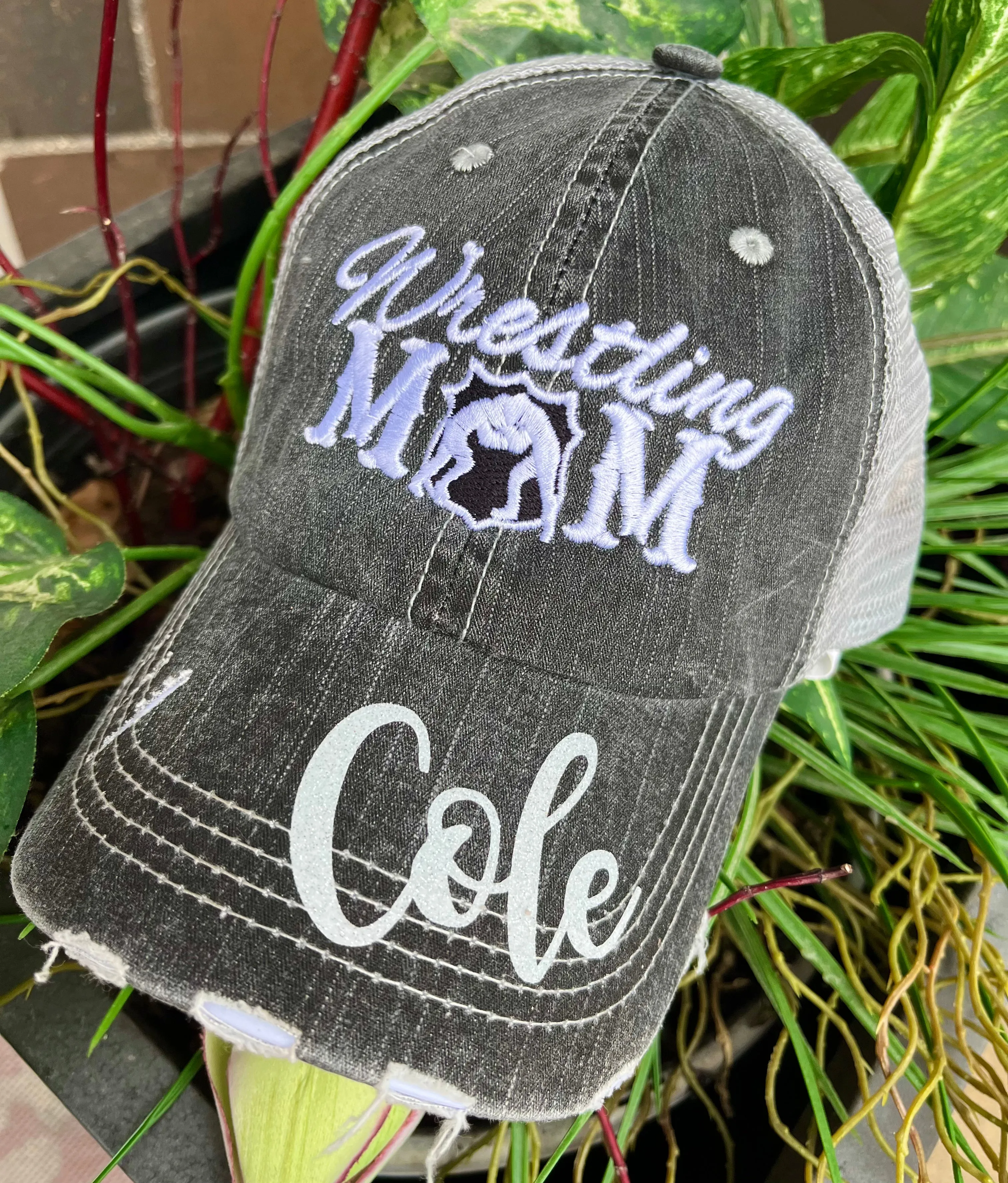 Softball hats Softball mom Softball hair dont care Embroidered gray distressed adjustable trucker caps Personalizable Softball forever