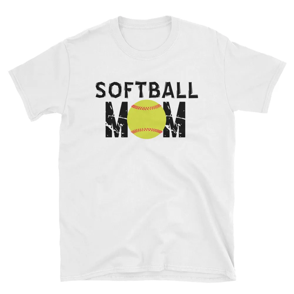 Softball Mom T Shirt White Unisex Softball T-Shirt Gift Idea for Sporty Mum