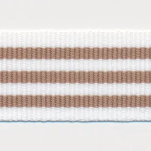 Stripe Grosgrain Ribbon #1 Off White & Caramel