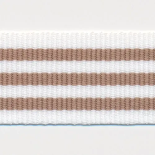 Stripe Grosgrain Ribbon #1 Off White & Caramel