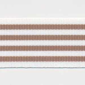 Stripe Grosgrain Ribbon #1 Off White & Caramel