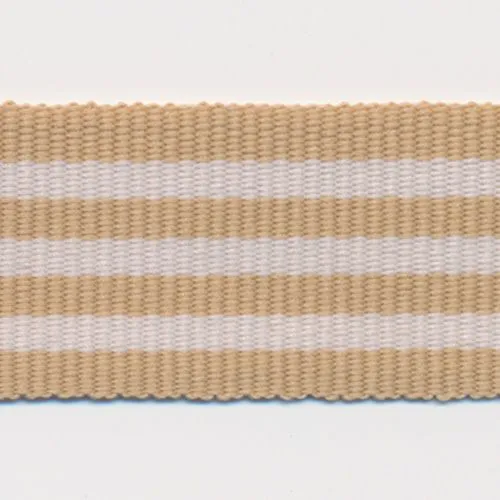 Stripe Grosgrain Ribbon #10 Sand Beige & Off White