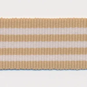 Stripe Grosgrain Ribbon #10 Sand Beige & Off White
