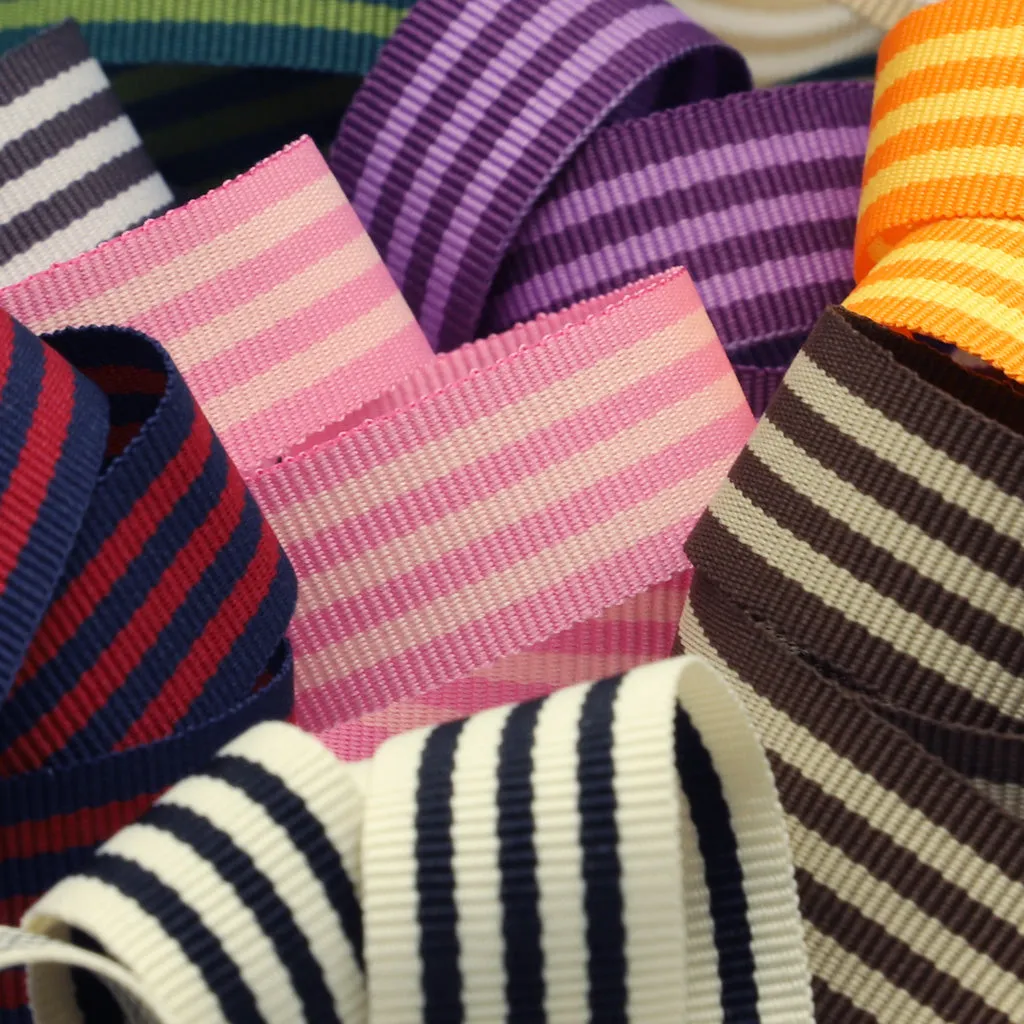 Stripe Grosgrain Ribbon #15 Wine & Red