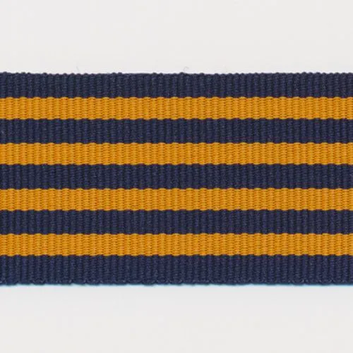 Stripe Grosgrain Ribbon #19 Night Blue & Orange