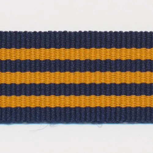 Stripe Grosgrain Ribbon #19 Night Blue & Orange
