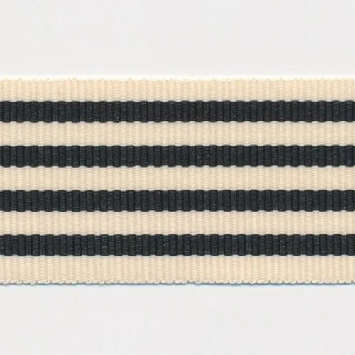 Stripe Grosgrain Ribbon #4 Cream & Black