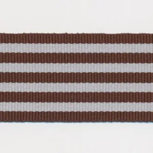 Stripe Grosgrain Ribbon #5 Dark Brown & Off White