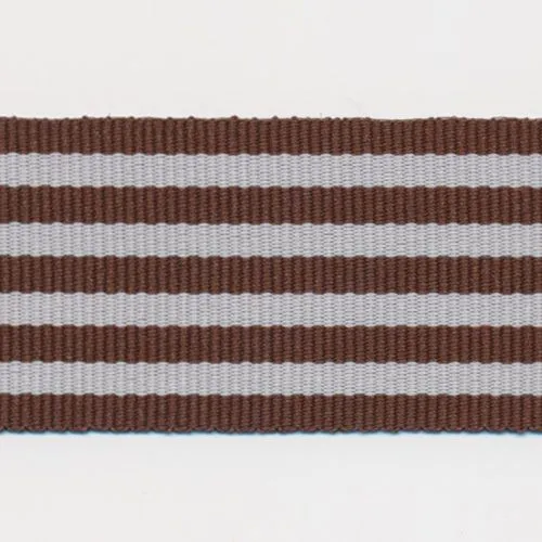 Stripe Grosgrain Ribbon #5 Dark Brown & Off White