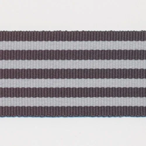 Stripe Grosgrain Ribbon #7 Carbon Gray & Off White