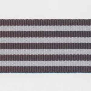 Stripe Grosgrain Ribbon #7 Carbon Gray & Off White