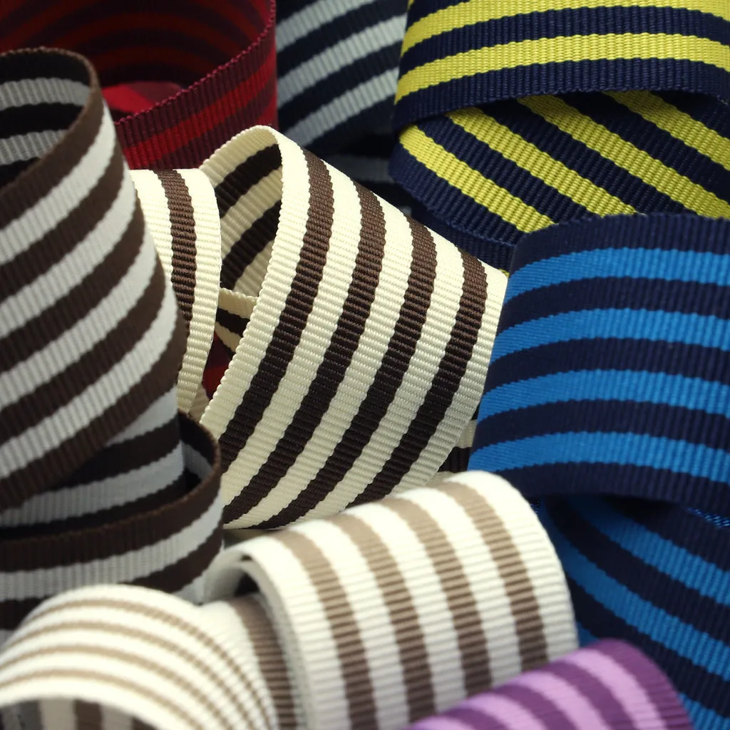 Stripe Grosgrain Ribbon #7 Carbon Gray & Off White