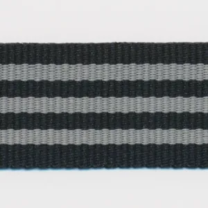 Stripe Grosgrain Ribbon #9 Black & Nickel