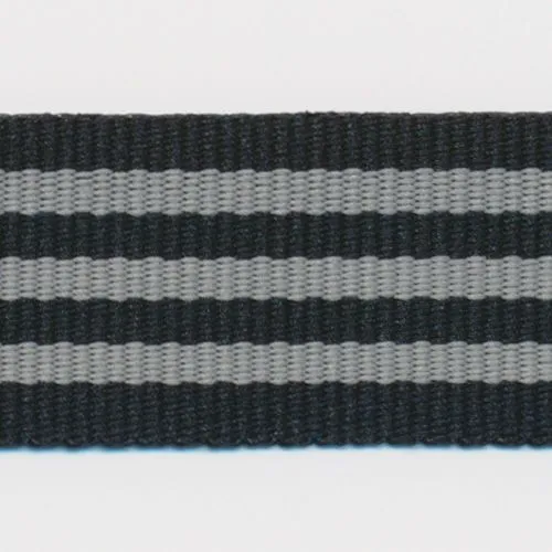 Stripe Grosgrain Ribbon #9 Black & Nickel