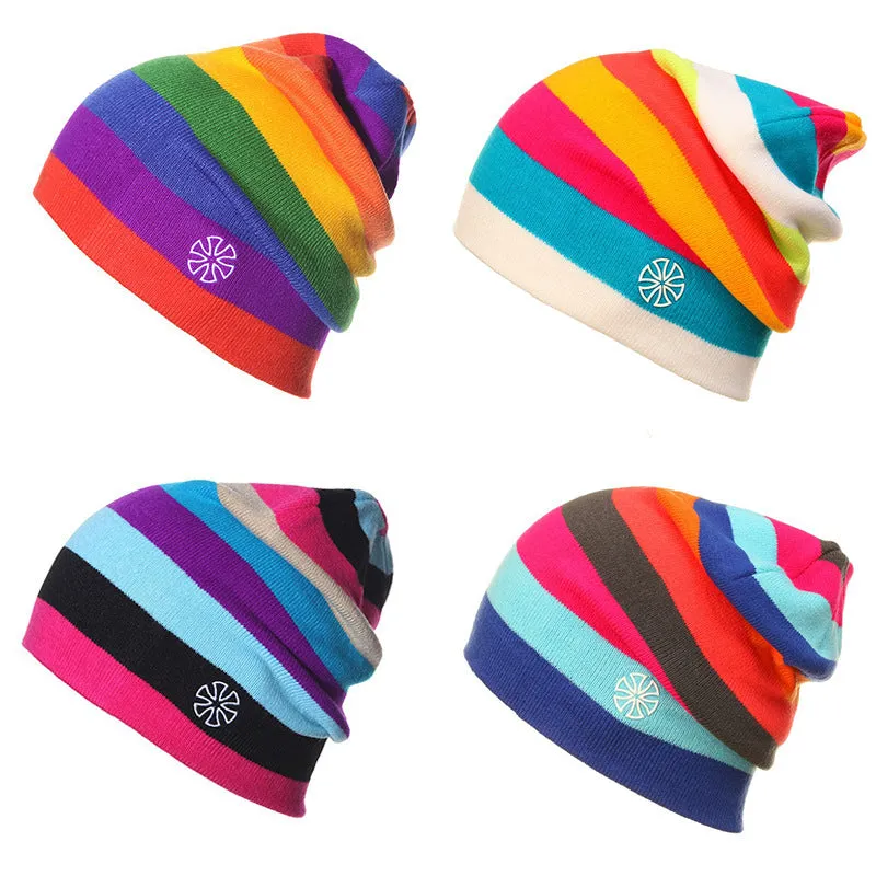Striped Knitted Ski Beanies