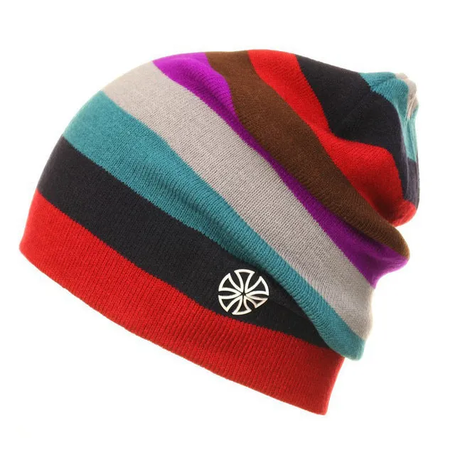 Striped Knitted Ski Beanies