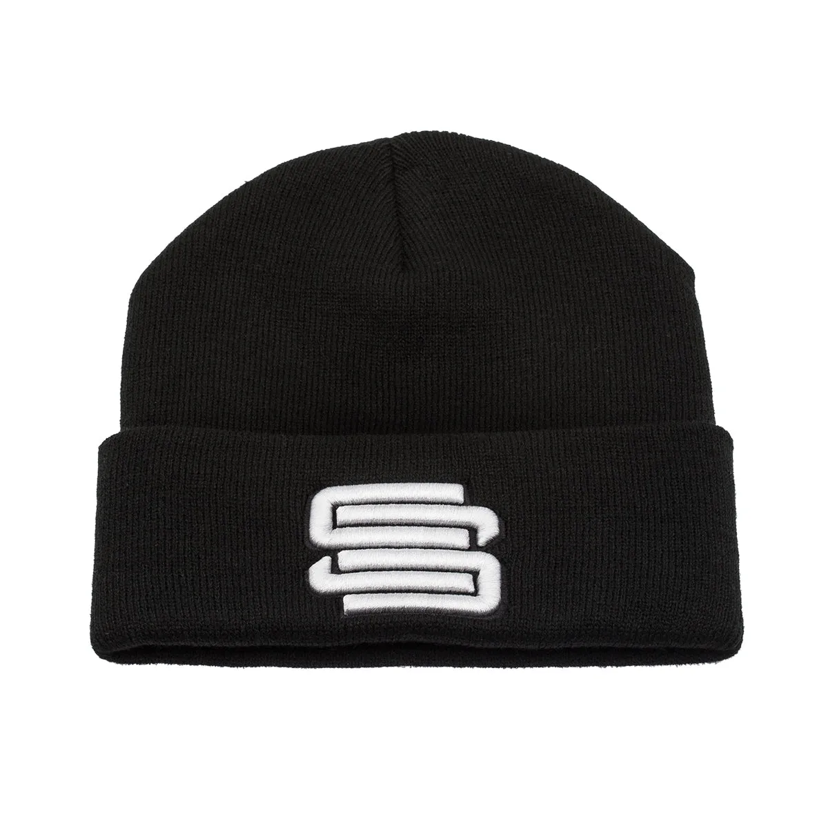 Supreme Suspensions® Black w/ White Embroidered Logo Raised Cuff Knit Beanie