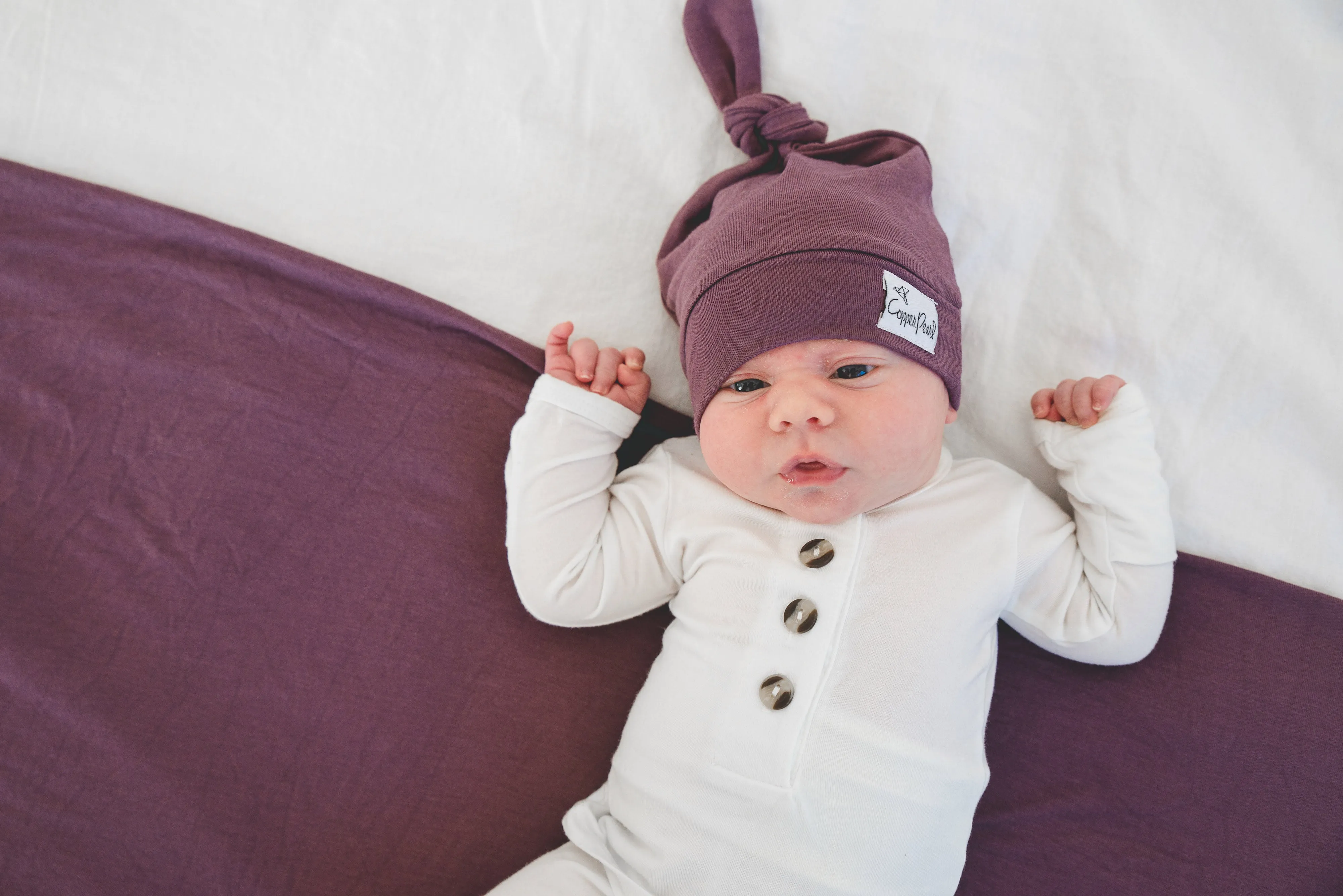 Top Knot Hat - Plum