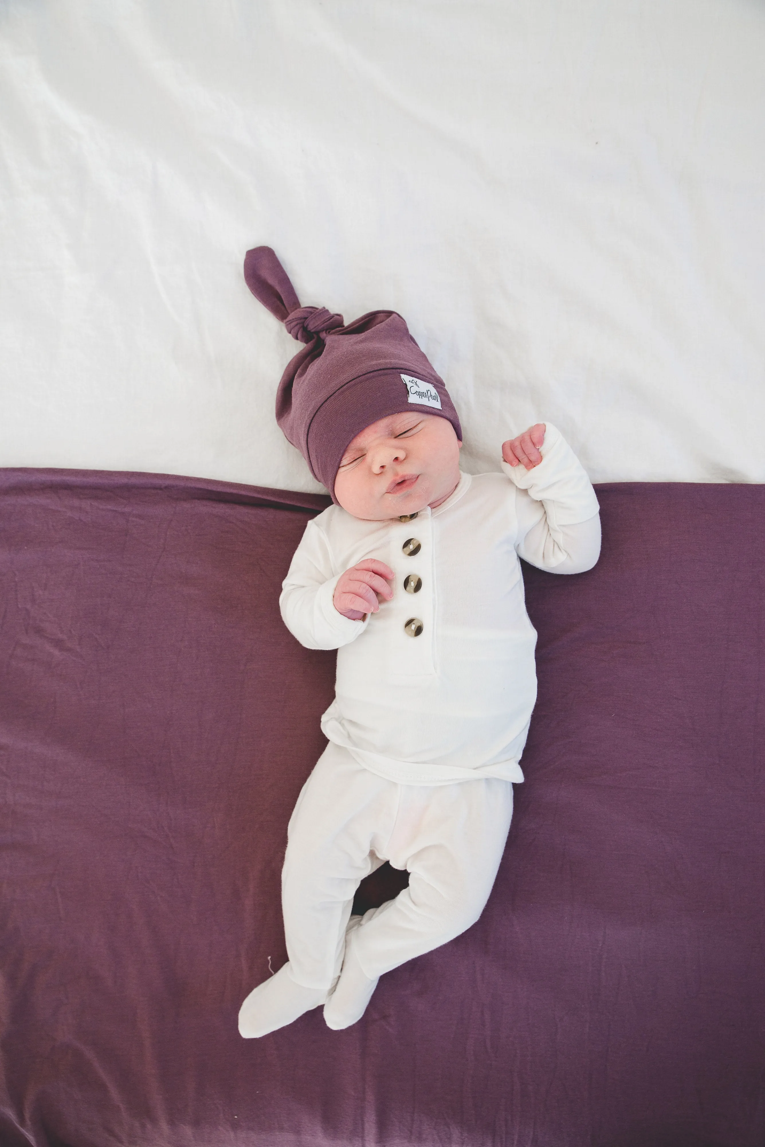 Top Knot Hat - Plum