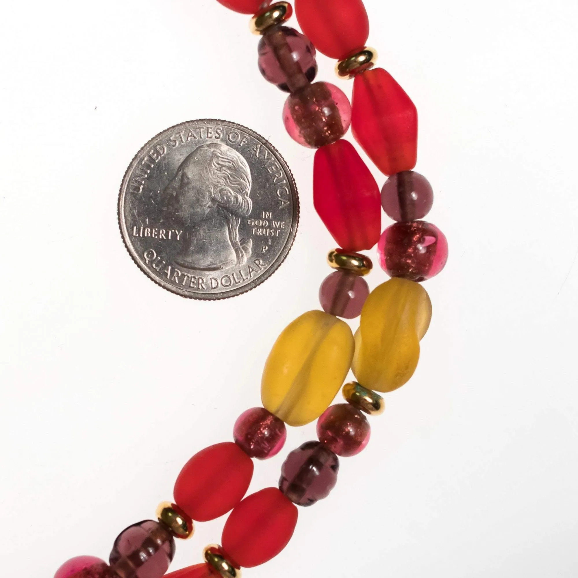 Vintage Monet Red and Yellow Frosted Crystal Necklace