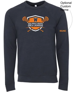 Walpole Youth Girl's Lacrosse - Adult (unisex) Sponge Fleece Crewneck Sweatshirt (3901)