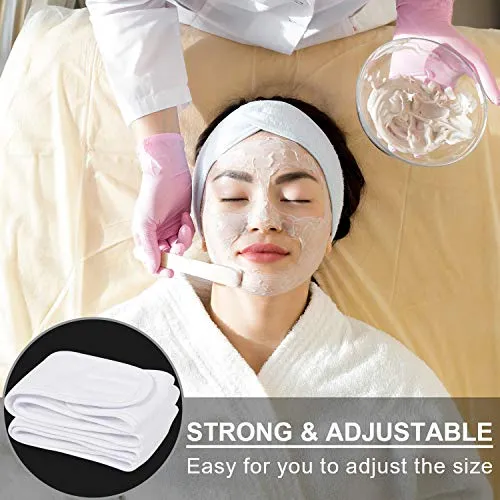 Whaline Spa Facial Headband Make Up Wrap Head Terry Cloth Headband Adjustable Towel for Face Washing, Shower, Facial Mask, 3 Pieces (White, Black, Pink)
