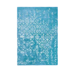 White Bloom Elegant Hand Tufted Viscose Rug - Blue