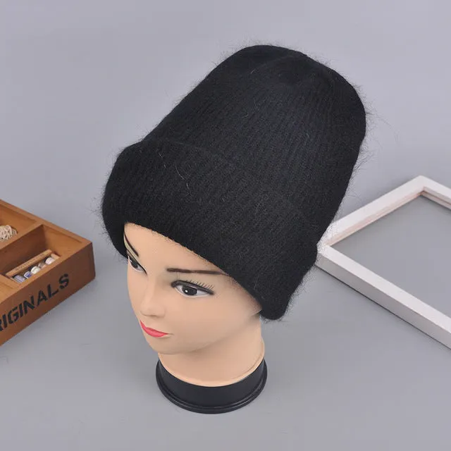 Winter Hat Beanies Rabbit Wool Fur Multiple Colors