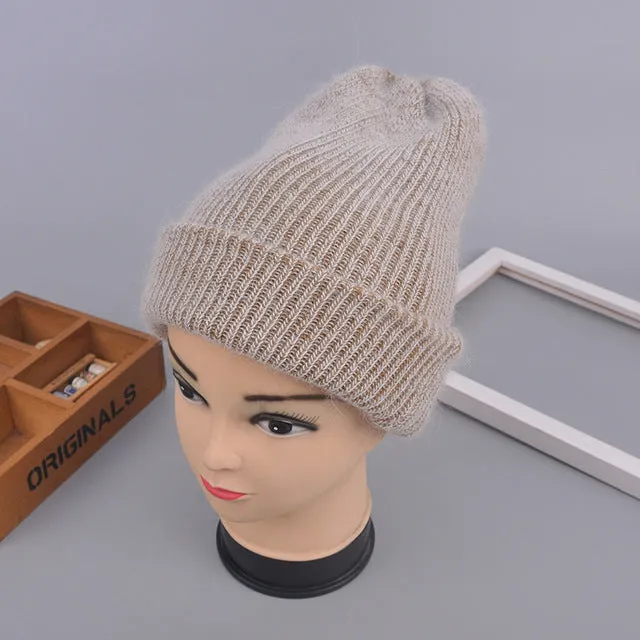 Winter Hat Beanies Rabbit Wool Fur Multiple Colors