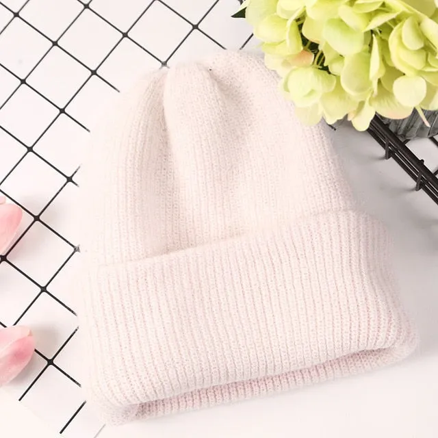 Winter Hat Beanies Rabbit Wool Fur Multiple Colors
