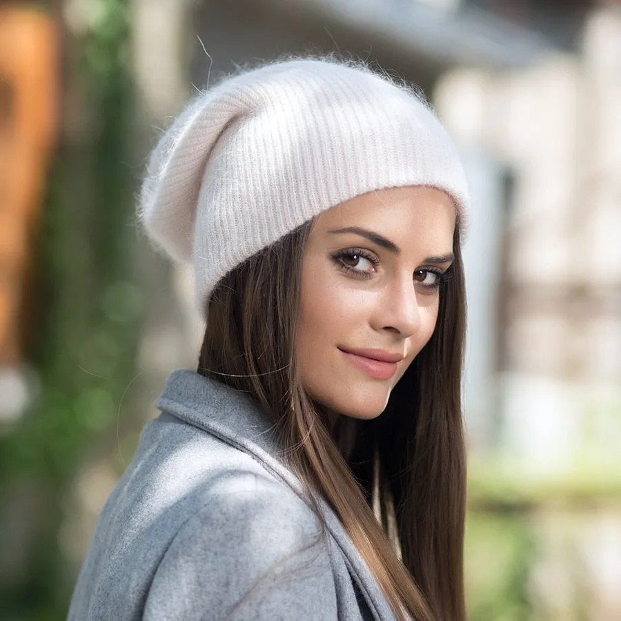 Winter Hat Beanies Rabbit Wool Fur Multiple Colors