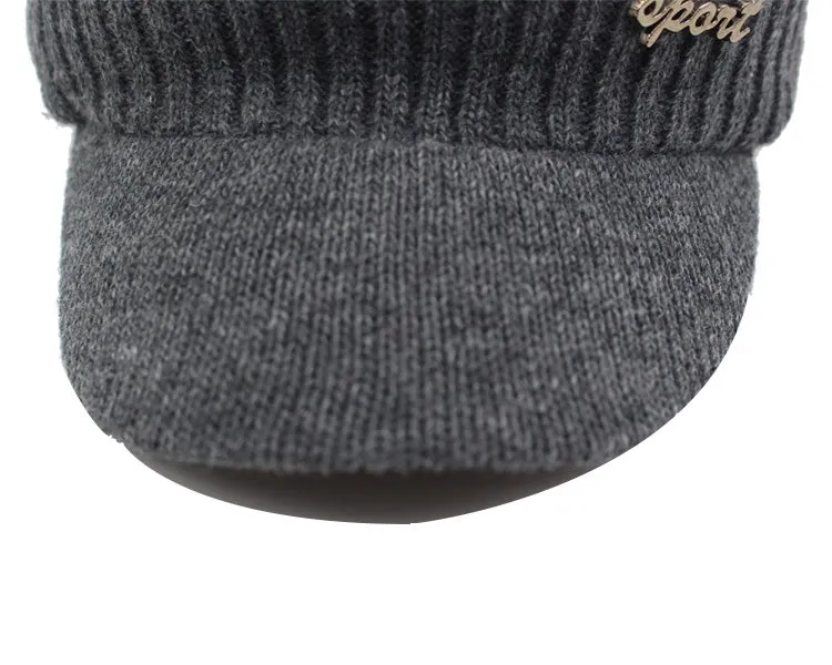 Winter Knitted Beanie Cap With Collar Scarf For Men - Black,Gray,Navy