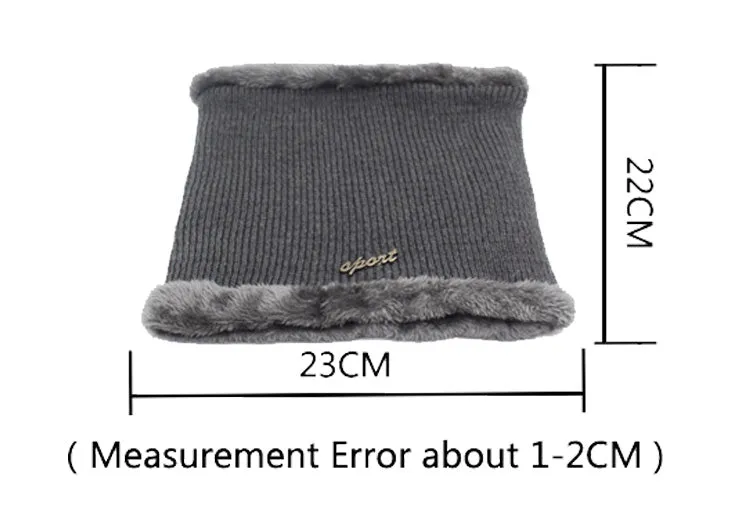 Winter Knitted Beanie Cap With Collar Scarf For Men - Black,Gray,Navy