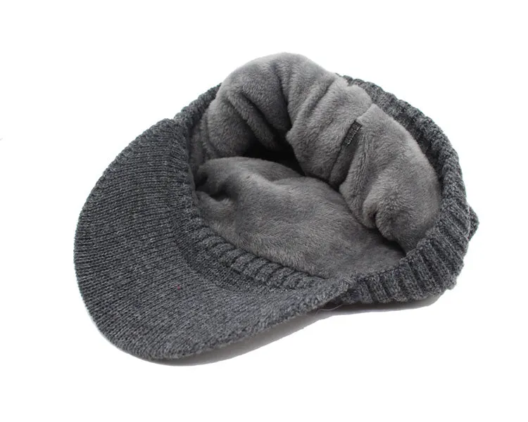 Winter Knitted Beanie Cap With Collar Scarf For Men - Black,Gray,Navy