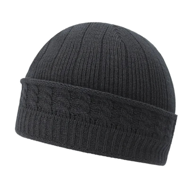Winter Knitted Beanie Hats for Men with Velvet Inside - Coffee,Light Gray,Dark Gray,Red,Dark Blue,Black