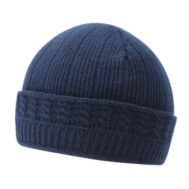 Winter Knitted Beanie Hats for Men with Velvet Inside - Coffee,Light Gray,Dark Gray,Red,Dark Blue,Black