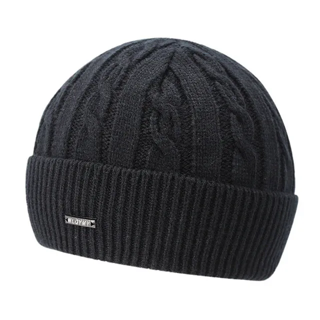 Winter Knitted Beanie Hats for Men with Velvet Inside - Coffee,Light Gray,Dark Gray,Red,Dark Blue,Black