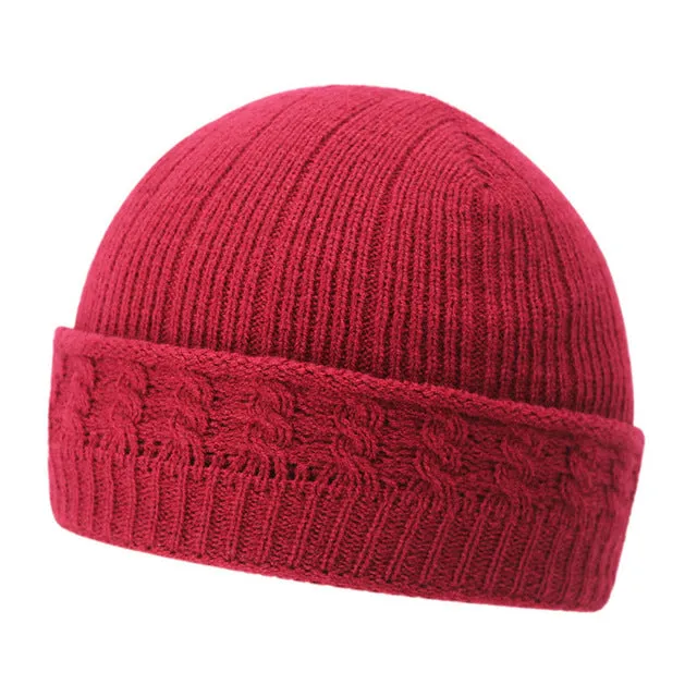 Winter Knitted Beanie Hats for Men with Velvet Inside - Coffee,Light Gray,Dark Gray,Red,Dark Blue,Black