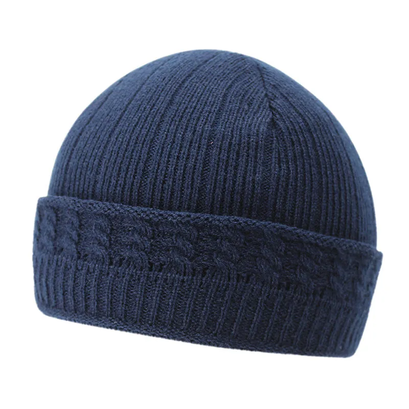 Winter Knitted Beanie Hats for Men with Velvet Inside - Coffee,Light Gray,Dark Gray,Red,Dark Blue,Black