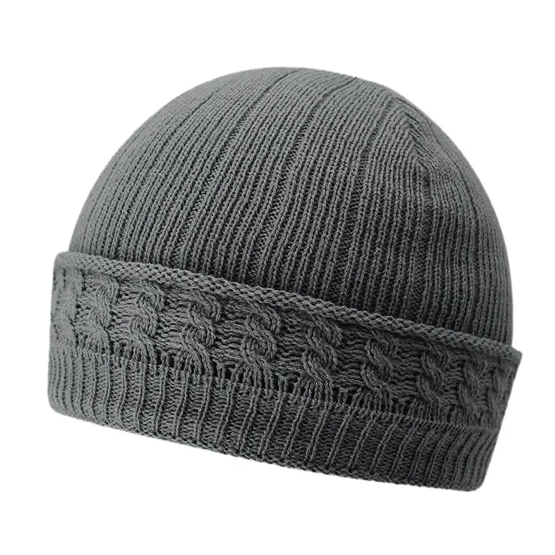 Winter Knitted Beanie Hats for Men with Velvet Inside - Coffee,Light Gray,Dark Gray,Red,Dark Blue,Black