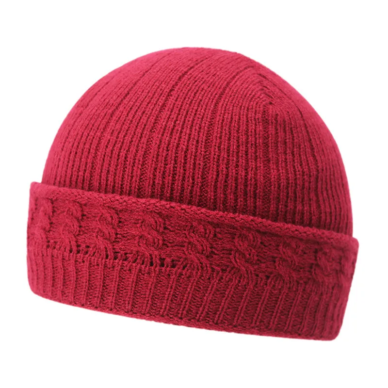 Winter Knitted Beanie Hats for Men with Velvet Inside - Coffee,Light Gray,Dark Gray,Red,Dark Blue,Black