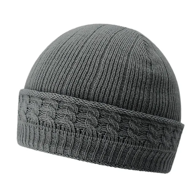 Winter Knitted Beanie Hats for Men with Velvet Inside - Coffee,Light Gray,Dark Gray,Red,Dark Blue,Black