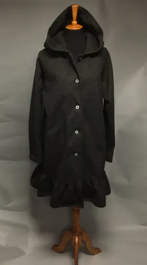 *Women's Charcoal Wool & Fleece Cold Weather Carcoat